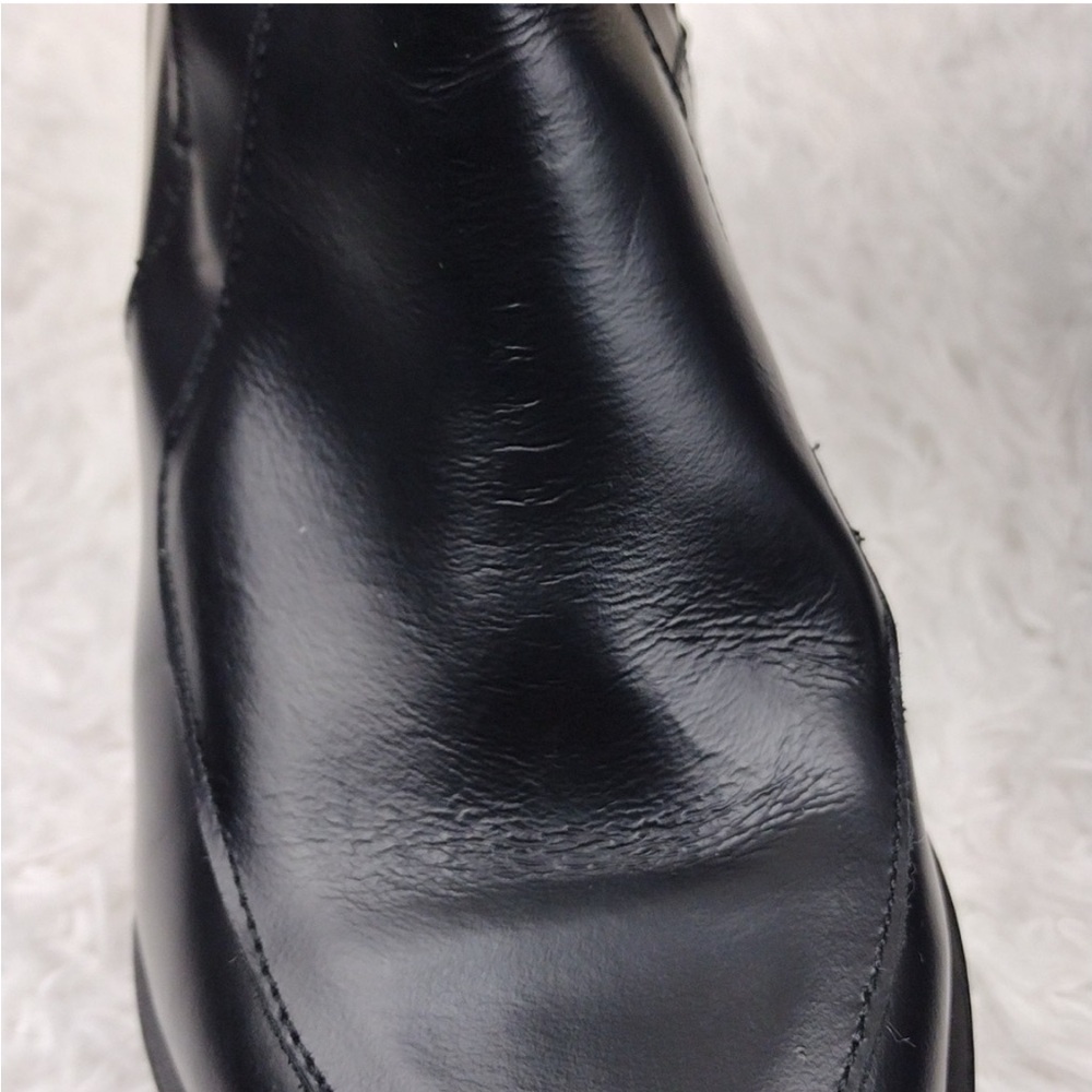 Zara Trafaluc Black Leather Two Buckle Pointed-Toe Blocked Heel Moto Ankle Boot - Picture 13 of 13